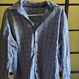 Tasso Elba Blue and White Checkered Shirt